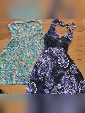 Purple and Black Halter Paisley Dress -